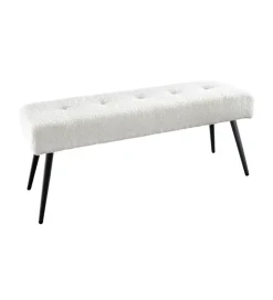 Ławka BOUTIQUE 100 cm tkanina bouclé biała