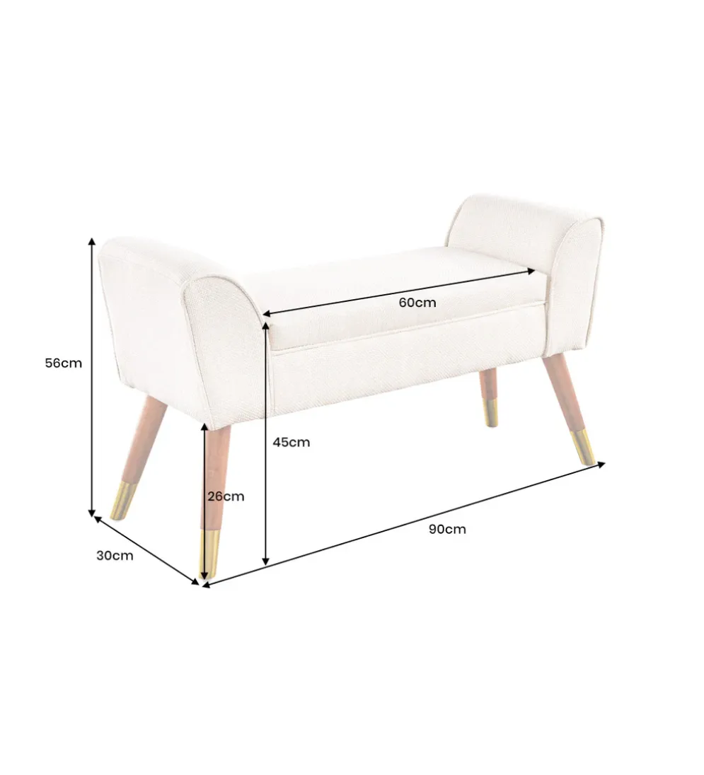 Ławka SCARLETT 90 cm tkanina bouclé antracyt