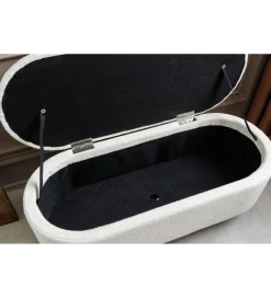 Ławka VOQUE 110 cm z pojemnikiem Bouclé kremowo biała