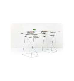Biurko szklane POLAR 130 cm srebrne