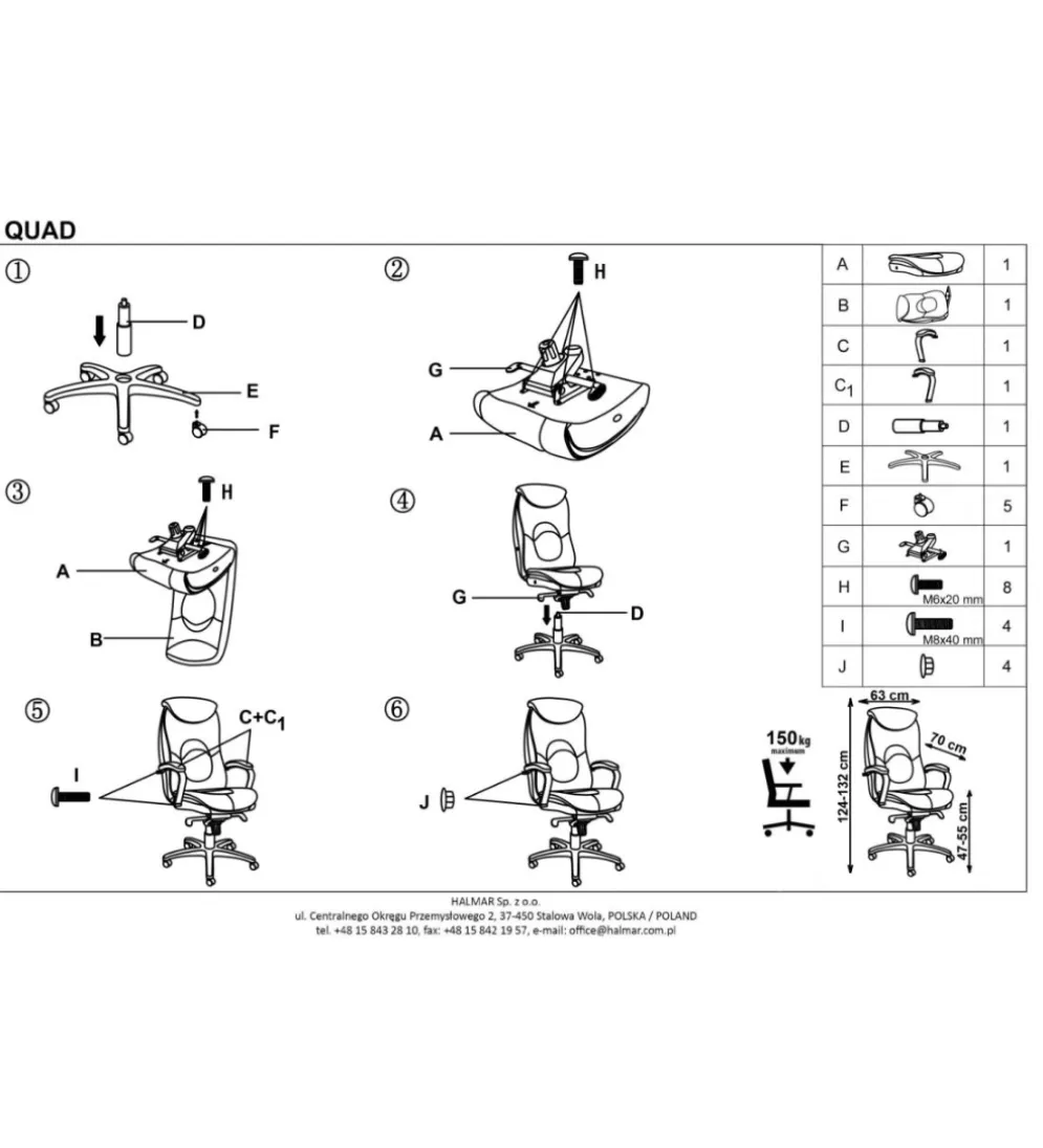 Fotel biurowy QUAD czarny