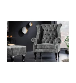 Fotel BRIGIDA Chesterfield szary