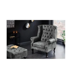 Fotel BRIGIDA Chesterfield szary