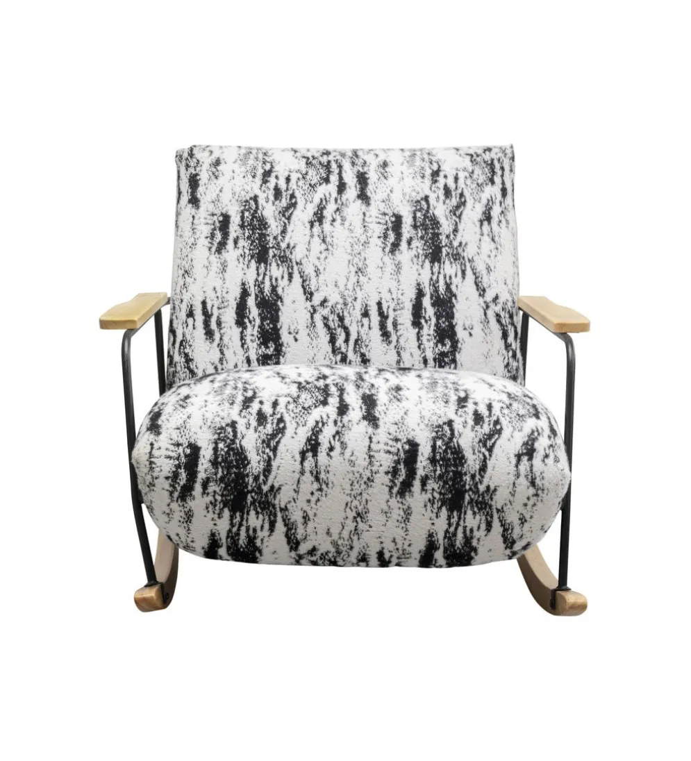 Fotel bujany KYLE 80 cm bouclé czarnobiały