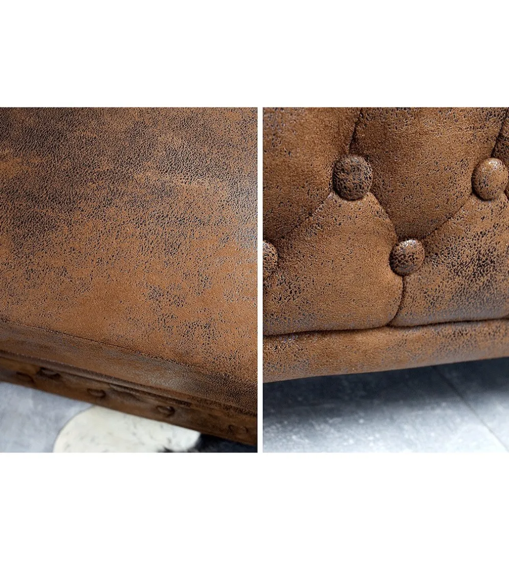 Fotel Chesterfield 110 cm antyczny brąz