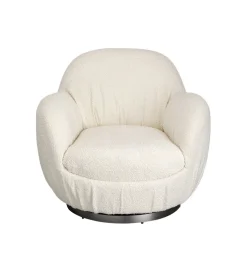Fotel obrotowy Nube Bouclé 88 cm kremowy