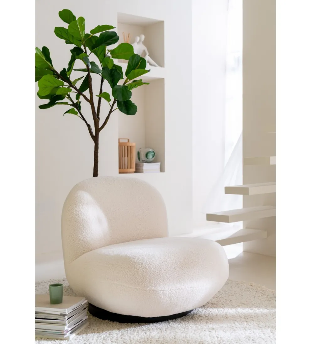 Fotel obrotowy Snow 81 cm Bouclé biała