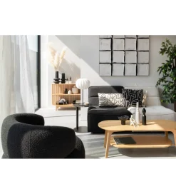 Fotel obrotowy Swivel Bouclé  83 cm kremowy