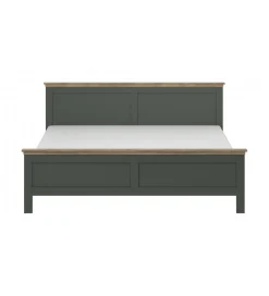 Łóżko EVORA 160 cm x 200 cm zielone z dodatkiem koloru dąb Lefkas