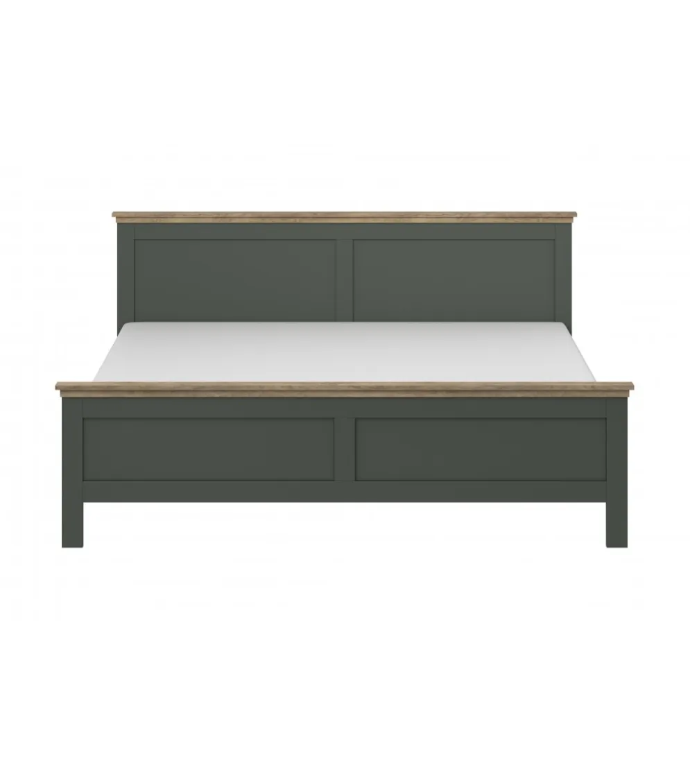 Łóżko EVORA 160 cm x 200 cm zielone z dodatkiem koloru dąb Lefkas