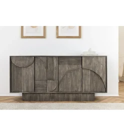 Komoda ART DECO 170 cm drewno mango szary