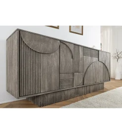 Komoda ART DECO 170 cm drewno mango szary