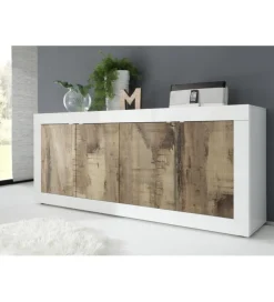 Komoda BASIC 207 cm biała z dodatkiem koloru klon pero
