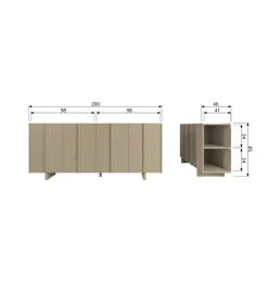 Komoda BASU 200 cm drewno sosny piaskowa