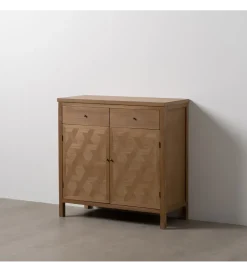 Komoda BATARU 90 cm drewno paulowni naturalna