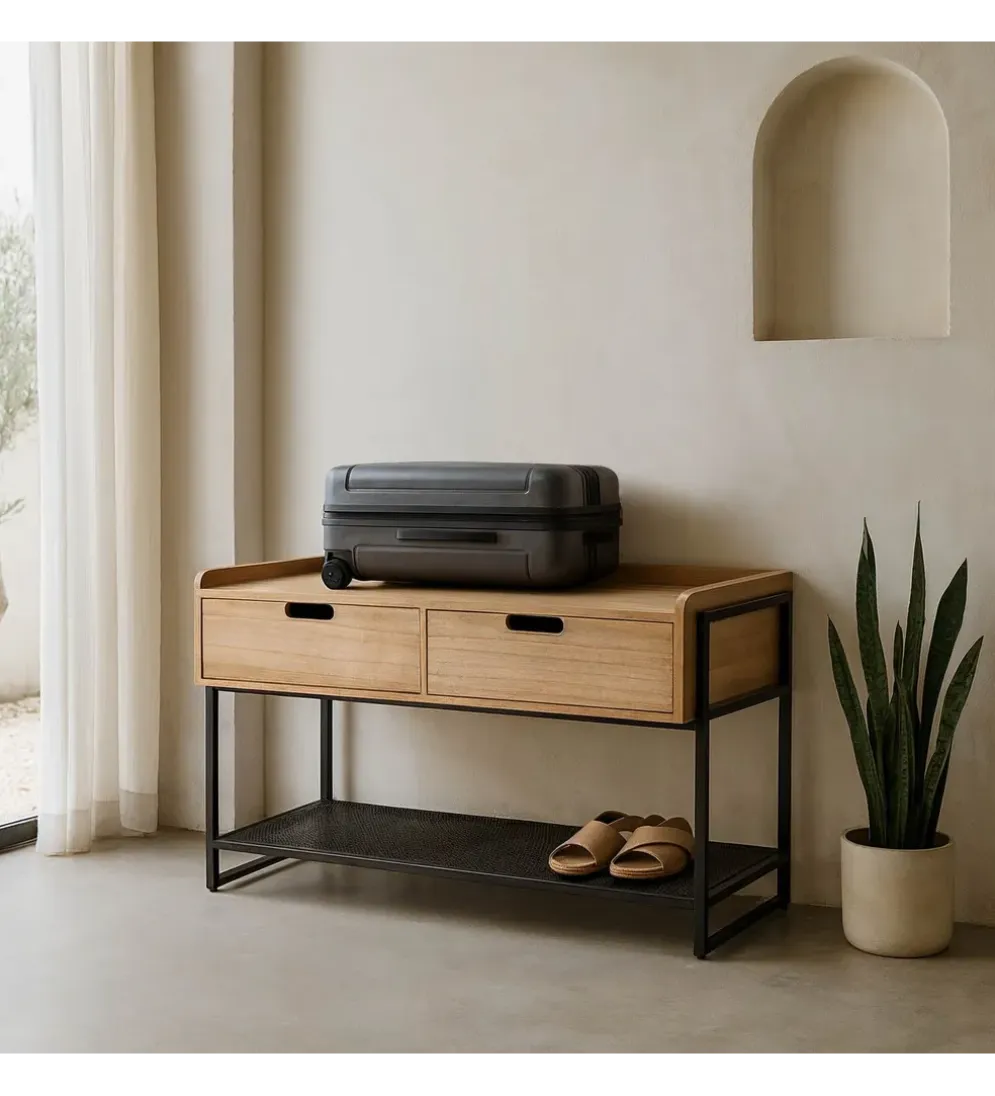 Komoda INDUSTRIAL 100 cm naturalny czarny