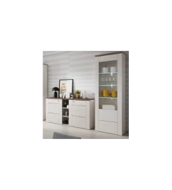 Komoda LARONA 155 cm o wybarwieniu Sonoma Trufel z kolorem Sibiu Larche