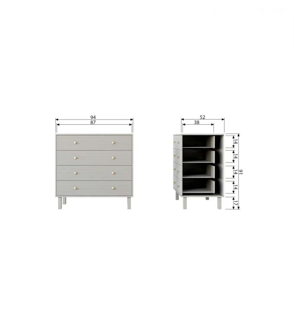 Komoda MADU 91 cm drewno sosna szara