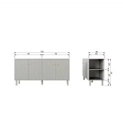 Komoda MADU 160 cm drewno sosna szara