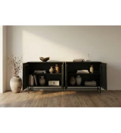 Komoda OXID 180 cm drewno mango czarno złota