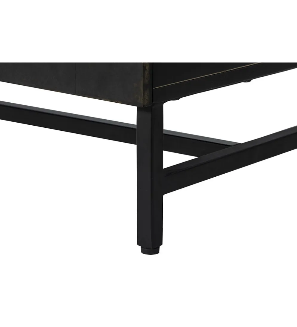 Komoda OXID 180 cm drewno mango czarno złota