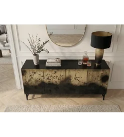 Komoda OXID 180 cm drewno mango czarno złota