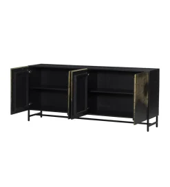 Komoda OXID 180 cm drewno mango czarno złota