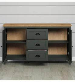 Komoda STANTON  143 cm w optyce dębu Evoke Ciemnozielony