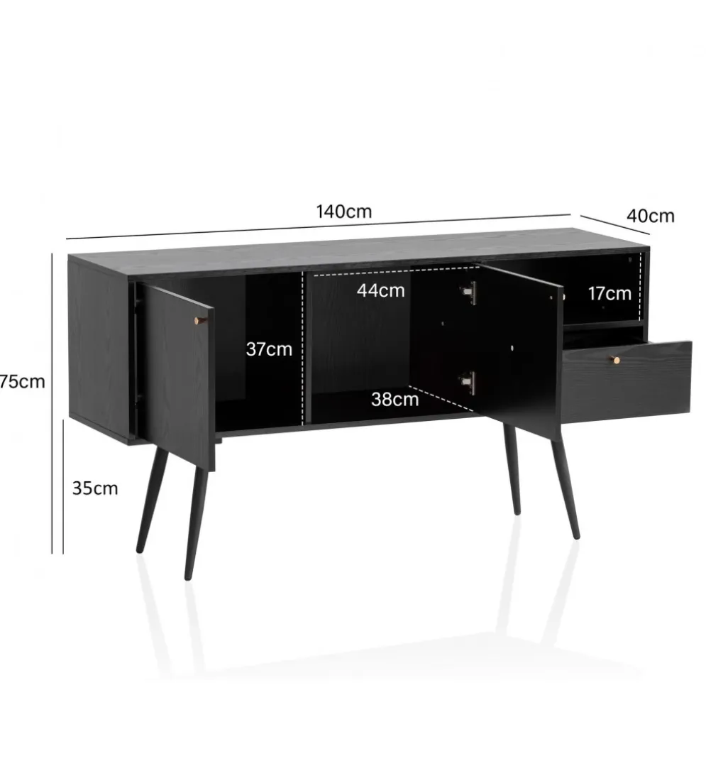 Komoda TAURI 140 cm czarna