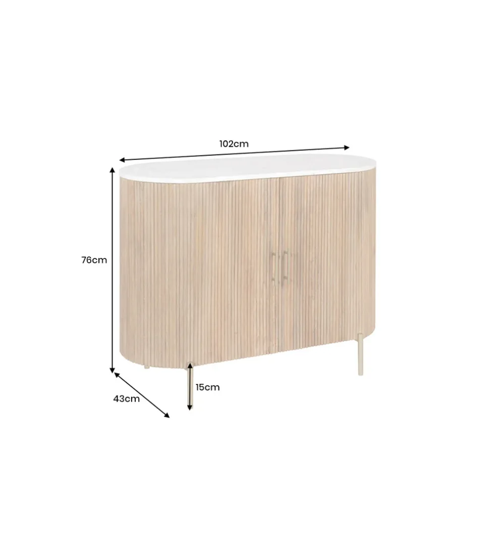 Komoda TRES CHIC 105 cm drewno mango biały marmur naturalna