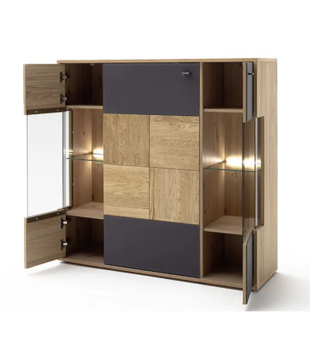 Komoda VALENCIA 124 cm antracytowo naturalna