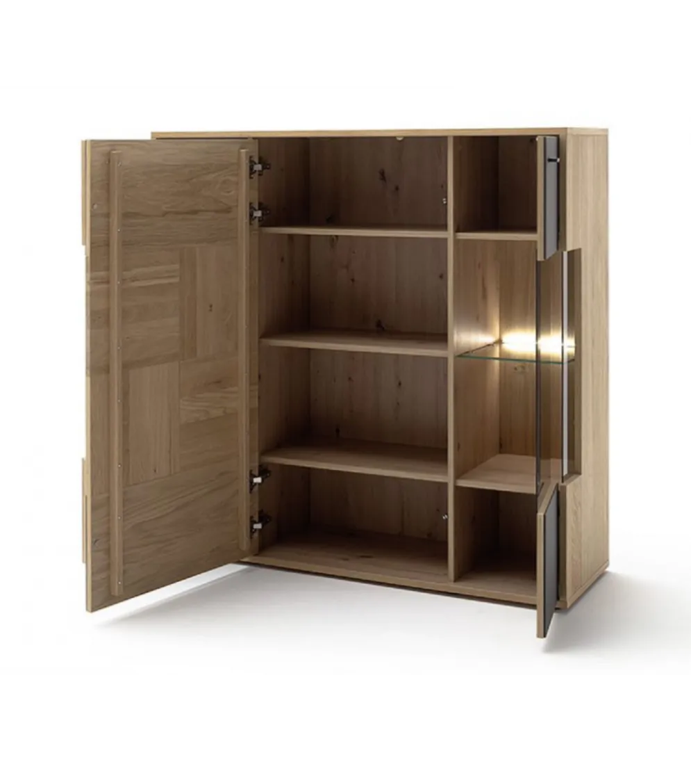 Komoda VALENCIA 124 cm antracytowo naturalna