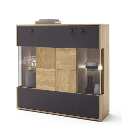 Komoda VALENCIA 124 cm antracytowo naturalna