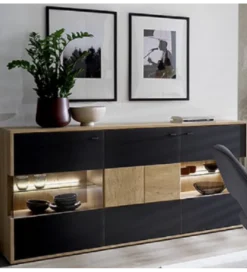 Komoda VALENCIA 184 cm antracytowo naturalna