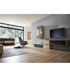 Komoda VALENCIA 184 cm antracytowo naturalna