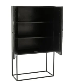 Komoda wysoka Shanil 90 cm drewno czarna
