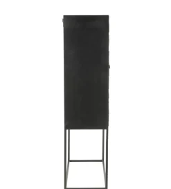 Komoda wysoka Shanil 90 cm drewno czarna