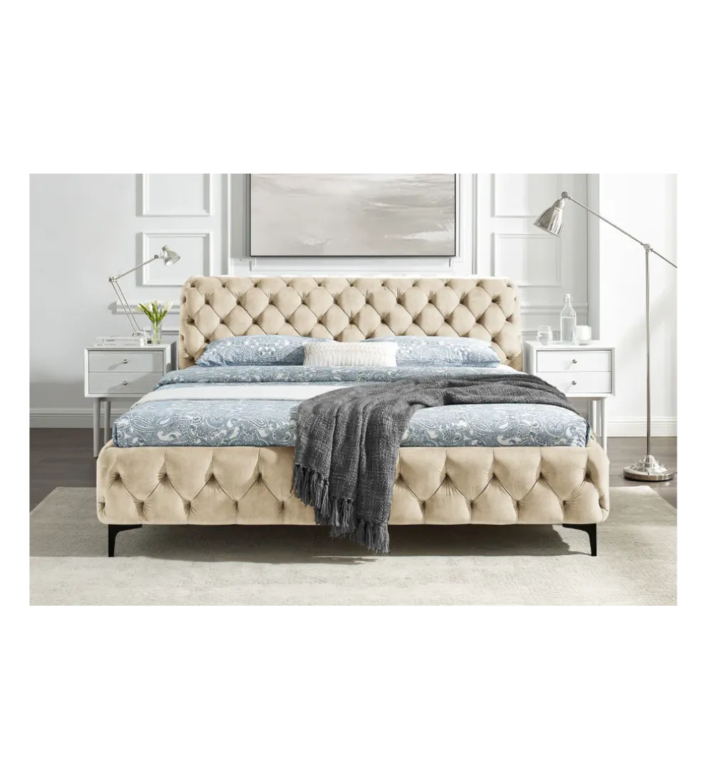 Łóżko MODERN BAROCK 180 x 200 cm welwet champagne