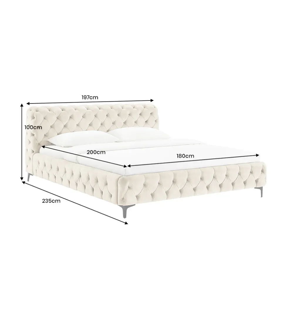 Łóżko MODERN BAROCK 180 x 200 cm welwet champagne