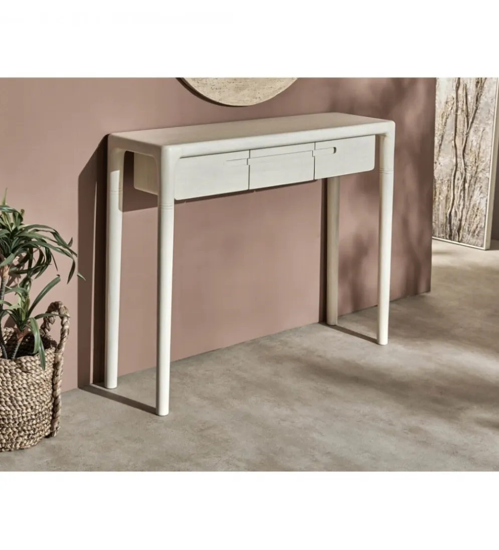 Konsola ARES 100 cm drewno mango biała