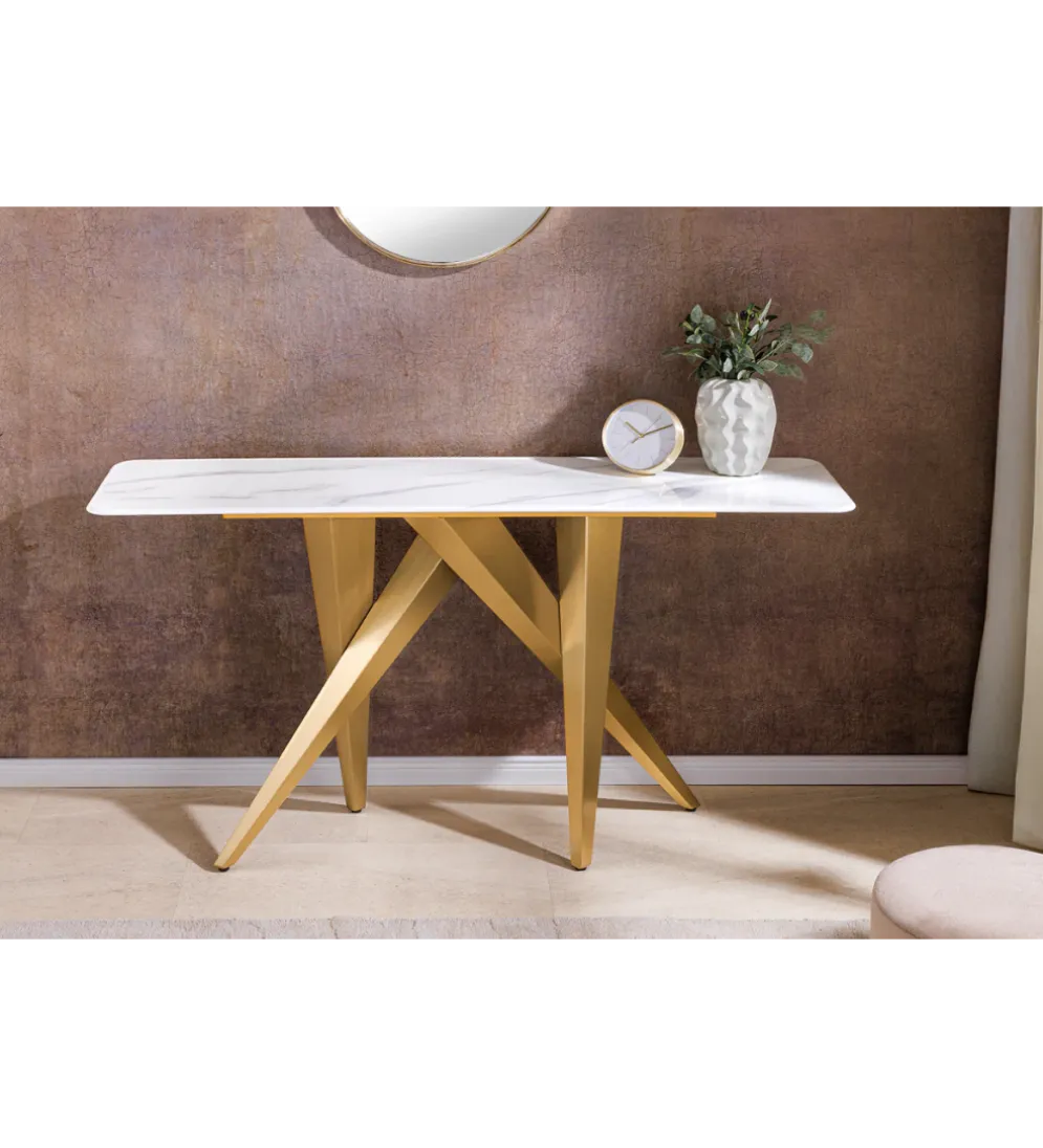 Konsola ART LIVING 140 cm blat z białego marmuru