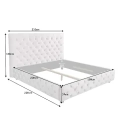 Łóżko tapicerowane PARIS CHESTERFIELD 180 cm x 200 cm beżowe lniane