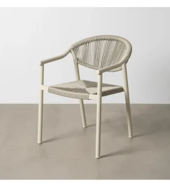 Krzesło NAMILANO 80 cm plecionka w stylu rattan białe