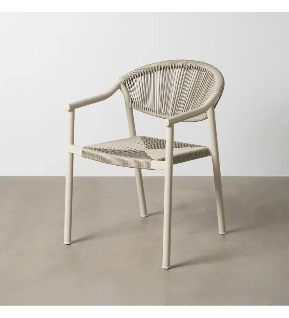 Krzesło NAMILANO 80 cm plecionka w stylu rattan białe