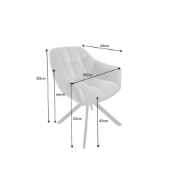 Krzesło obrotowe PAPILLON 83 cm 180 stopni skórzane beżowe