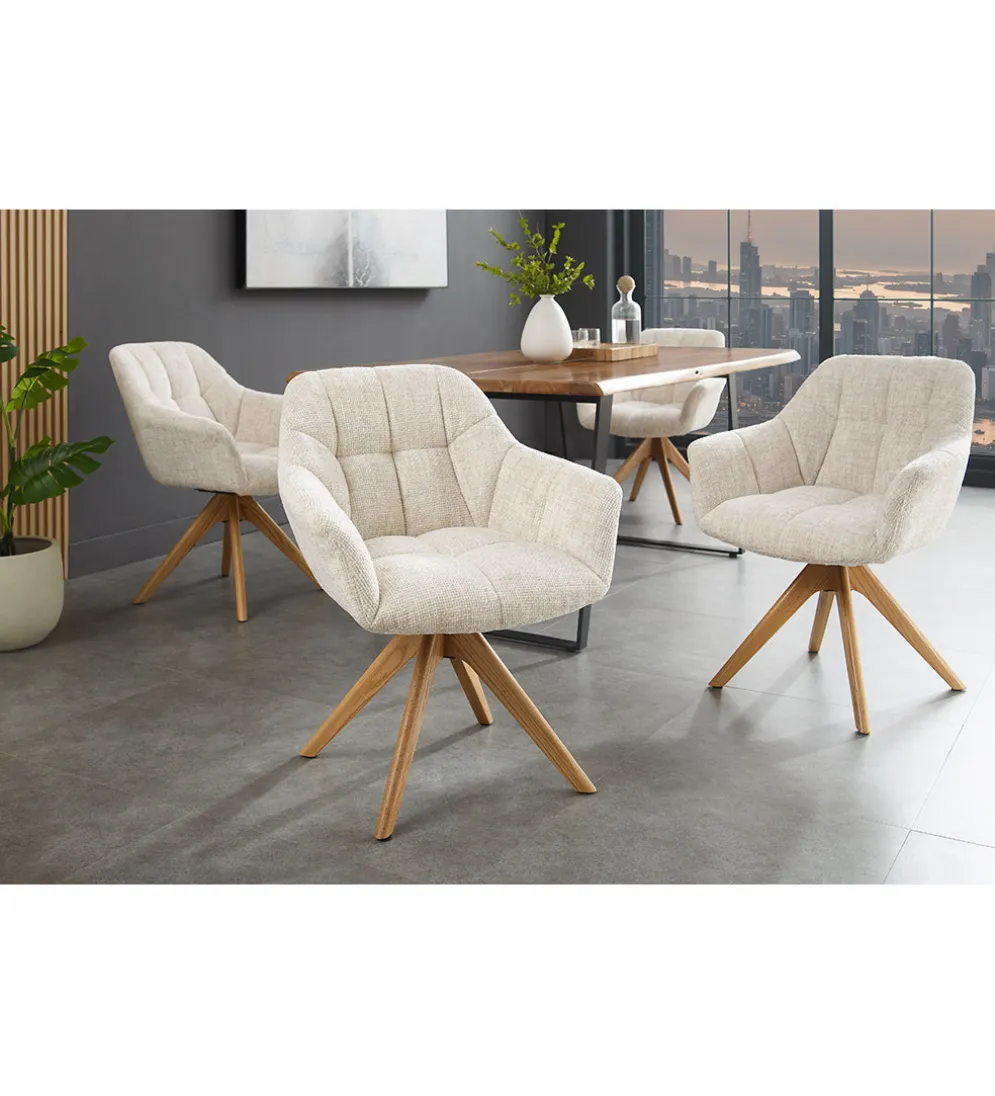 Krzesło obrotowe PAPILLON 83 cm 180 stopni chenille champagne beige
