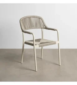 Krzesło OSTAMEER 82 cm plecionka w stylu rattan białe