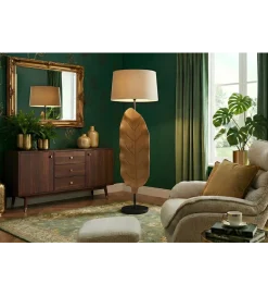 Lampa podłogowa LEAF 130 cm drewno teak