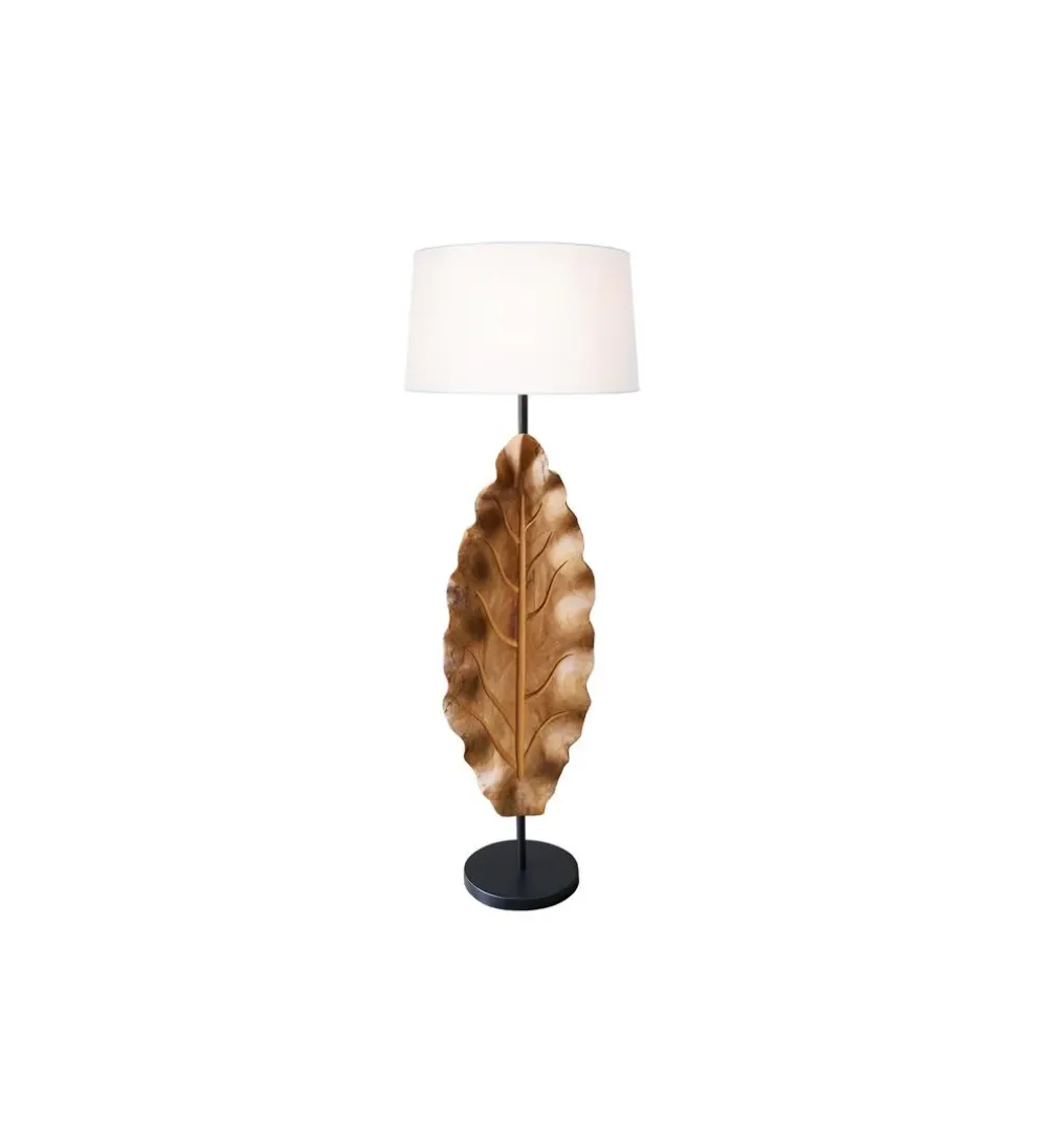 Lampa podłogowa LEAF 130 cm drewno teak
