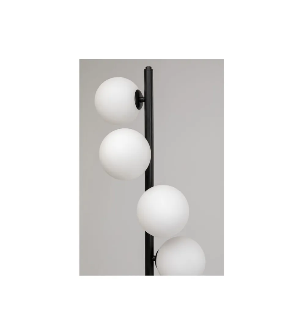 Lampa podłogowa SCALA BALLS 160 cm czarna z mlecznymi kloszami